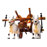 Teakwood Bullock Cart Set – Medium — close-up of the pair of bulls