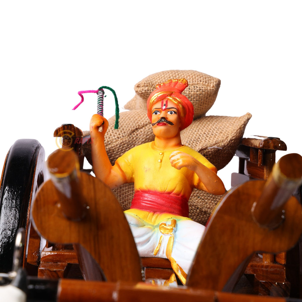 Teakwood Bullock Cart Set – Medium — farmer figure included with the set