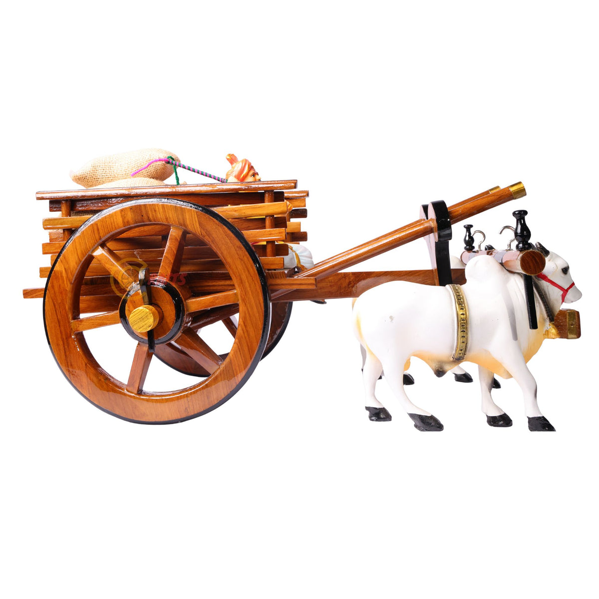 Teakwood Bullock Cart Set – Medium — left-side view