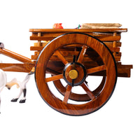 Teakwood Bullock Cart Set – Medium — close-up of the cart wheel