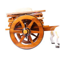Teakwood Bullock Cart Set – Small — close-up of the cart wheel