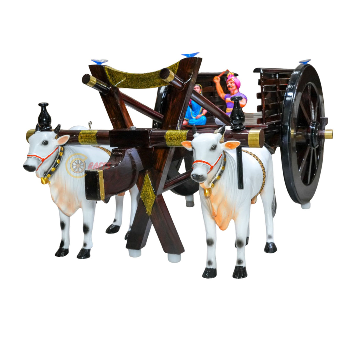 Dark Brown Bullock Cart Teapoy — front view