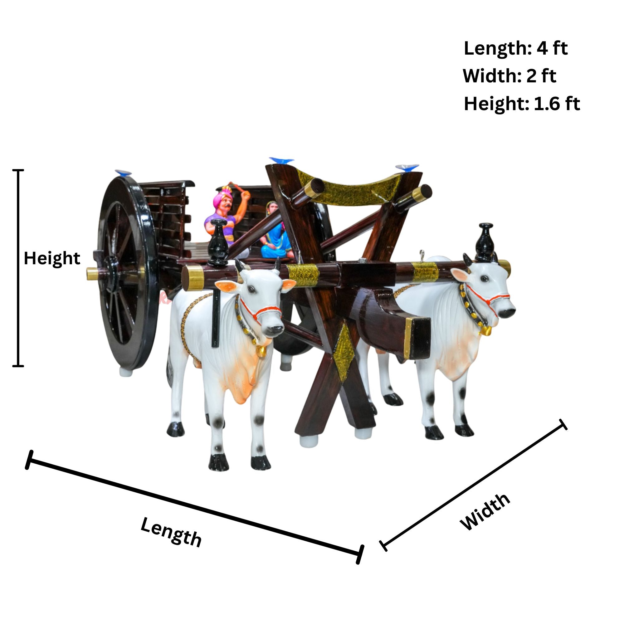 Dark Brown Bullock Cart Teapoy - Standard