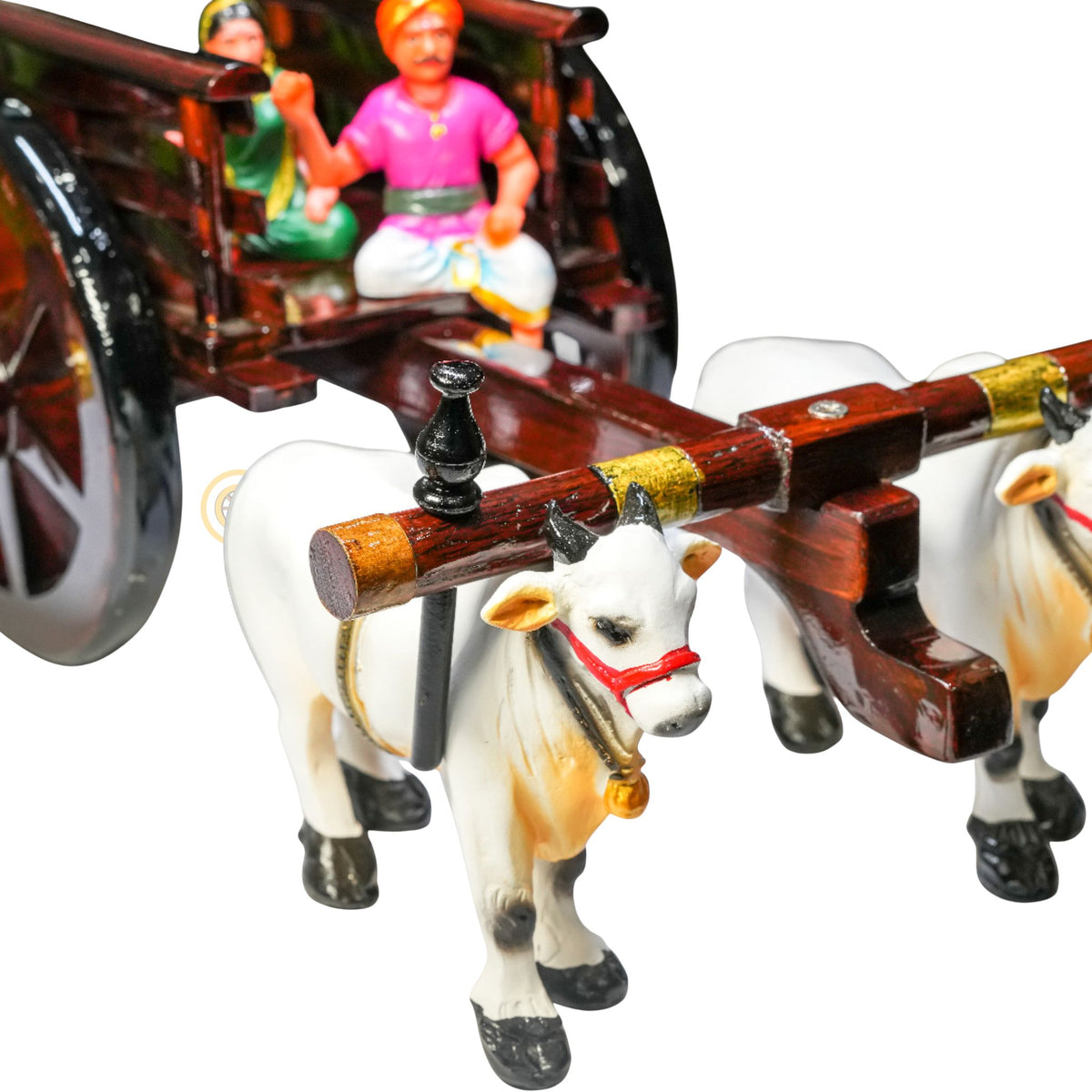Dark Brown Bullock Cart Set – Small — close-up of the pair of bulls