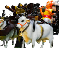 Dark Brown Bullock Cart Set – Medium — close-up of the pair of bulls