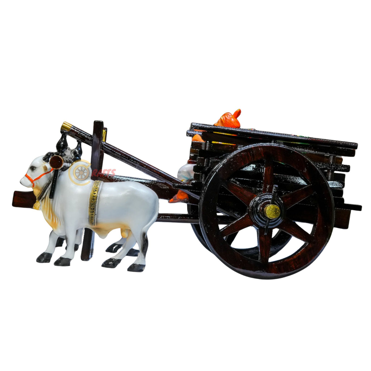 Dark Brown Bullock Cart Set – Medium — top-left angle view
