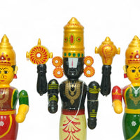 Etikoppaka Lord Balaji with Sridevi and Bhudevi — handcrafted Etikoppaka lacquerware, view 3