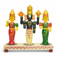 Etikoppaka Lord Balaji with Sridevi and Bhudevi — handcrafted Etikoppaka lacquerware, main product photo