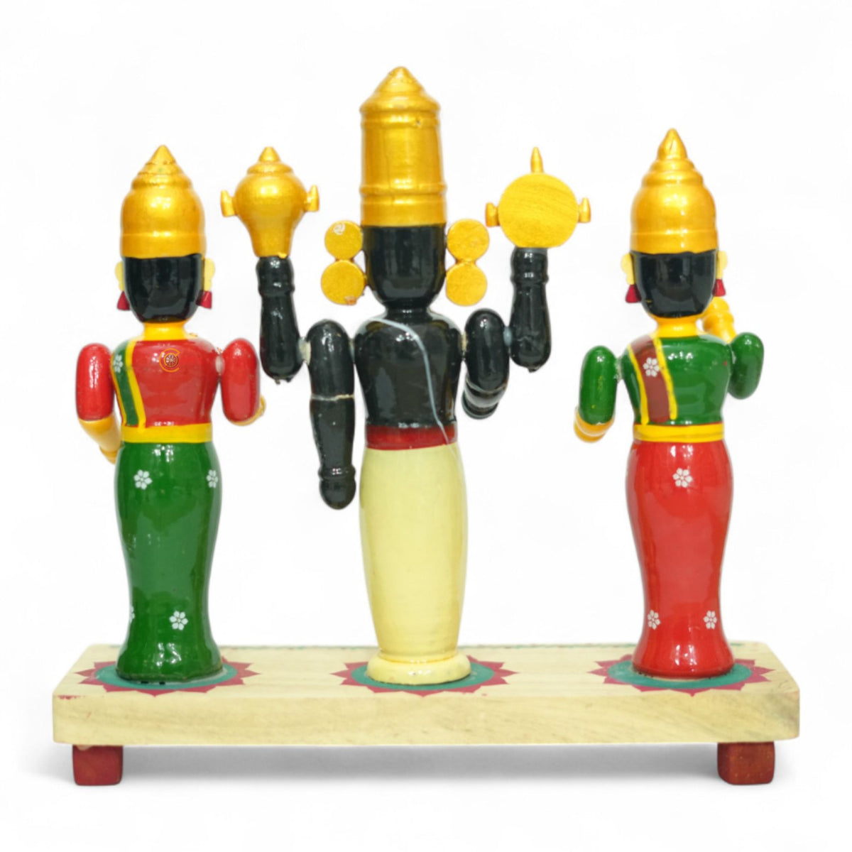 Etikoppaka Lord Balaji with Sridevi and Bhudevi — back view